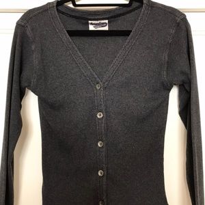 Charcoal Ribbed Knit Cardigan